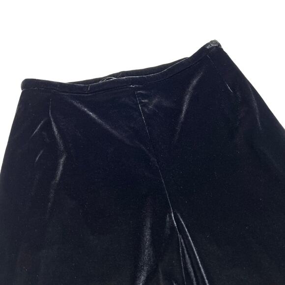 Vintage FRANK USHER High Rise Velvet Pants SIZE 8 Black Side Zip Wide Leg - Picture 6 of 10